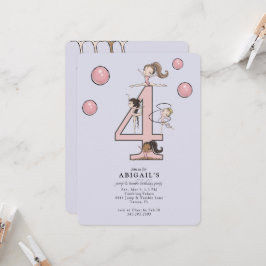 Lavender Jump & Tumble Gymnastics 4th Birthday Einladung