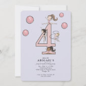 Lavender Jump & Tumble Gymnastics 4th Birthday Einladung (Vorderseite)