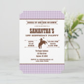 Lavender Kariert Cowboy Rodeo Einladung zum Geburt (Stehend Vorderseite)