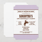 Lavender Kariert Cowboy Rodeo Einladung zum Geburt (Vorne/Hinten)