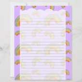 Lavender Kawaii Rainbow Stationery Paper (Vorderseite)