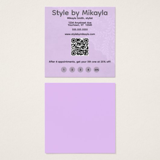 Lavender Lace Beautician Customer Rewards Card (Vorne & Hinten)