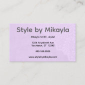 Lavender Lace Beautician Stylist Event Planner Visitenkarte (Vorderseite)