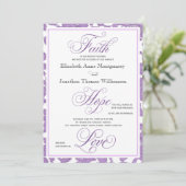 Lavender Lace Christlich Wedding Einladung (Stehend Vorderseite)