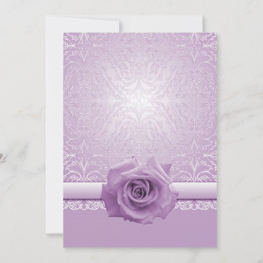 Lavender Lace Damask Beauty Rose Wedite Einladung (Rückseite)