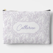 Lavender Lace Pattern Name Script Zubehörtasche (Vorderseite)