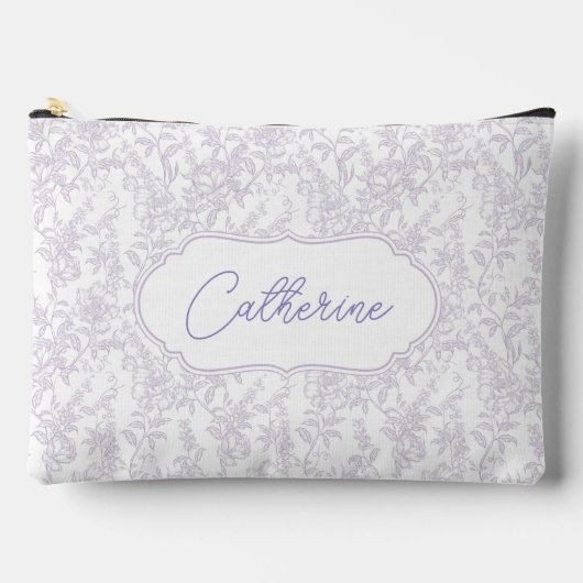 Lavender Lace Pattern Name Script Zubehörtasche (Vorderseite)