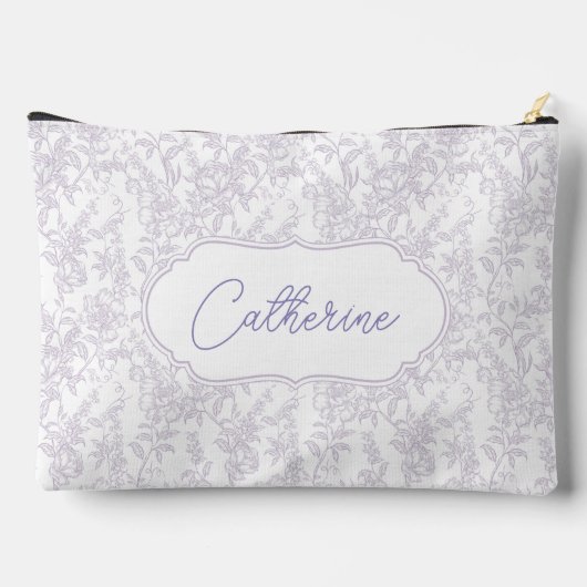Lavender Lace Pattern Name Script Zubehörtasche (Rückseite)