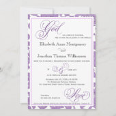 Lavender Lace Religious Wedding Einladung (Vorderseite)