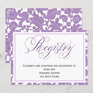 Lavender Lace Wedding Registrierungskarte Einladung