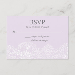 Lavender Lace Wedding RSVP Card Karte