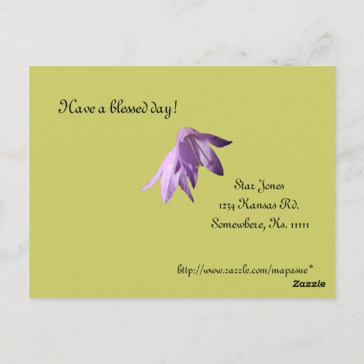 Lavender Lady Bells Postkarte (Rückseite)