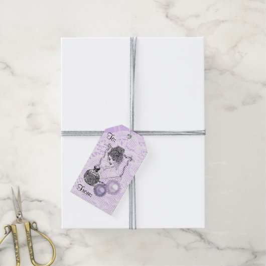 Lavender Lady Parfümerlace & Rhinestones Geschenkt Geschenkanhänger (Mit Garn)