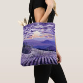 Lavender Landschaft Art Deco Malerei Tasche (Von Nahem)