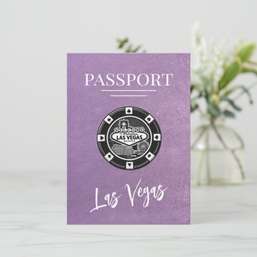 Lavender Las Vegas Passport Save the Date (Stehend Vorderseite)