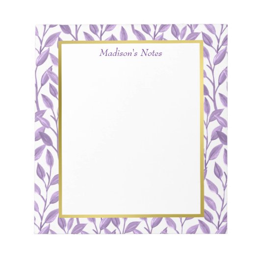 Lavender Leaves Personalized Notizblock (Vorderseite)