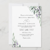 Lavender Leaves Rustic Elegant QR Code Wedding Einladung (Vorderseite)