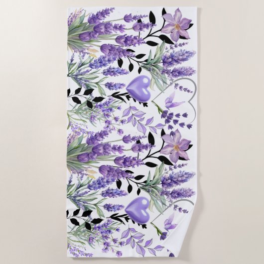 Lavender Liebe Beach Decke Strandtuch (Vorderseite)