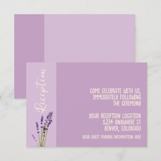 Lavender Liebe Hochzeitsempfang Begleitkarte (Vorne/Hinten)