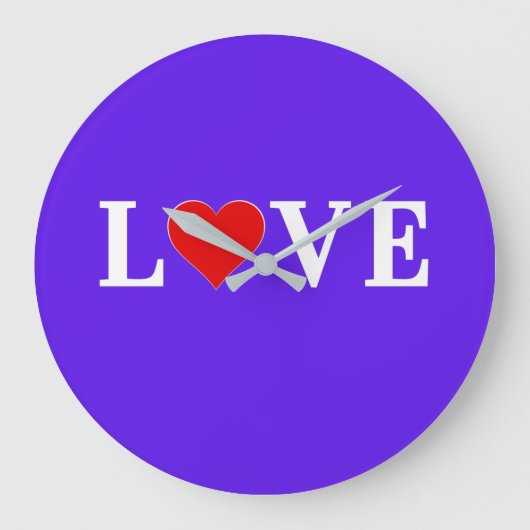 Lavender LIEBE Modernes Design Große Wanduhr (Vorderseite)