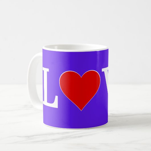 Lavender LIEBE Modernes Design Kaffeetasse (Vorderseite Links)