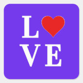 Lavender LIEBE Modernes Design Quadratischer Aufkleber (Vorderseite)