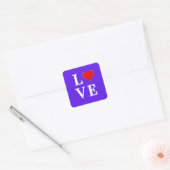 Lavender LIEBE Modernes Design Quadratischer Aufkleber (Umschlag)