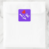 Lavender LIEBE Modernes Design Quadratischer Aufkleber (Tasche)