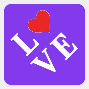 Lavender LIEBE Modernes Design Quadratischer Aufkleber