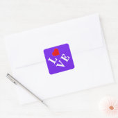 Lavender LIEBE Modernes Design Quadratischer Aufkleber (Umschlag)