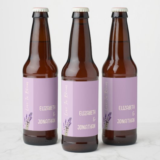 Lavender Liebe Wedding Bierflaschenetikett (Flaschen)