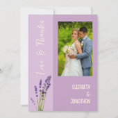 Lavender Liebe Wedding Dankeskarte (Vorderseite)