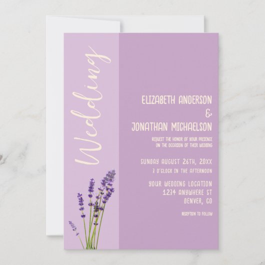 Lavender Liebe Wedding Einladung (Vorderseite)