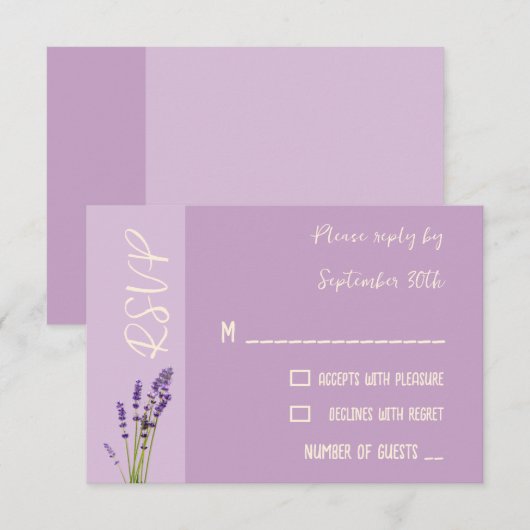 Lavender Liebe Wedding RSVP Karte (Vorne/Hinten)