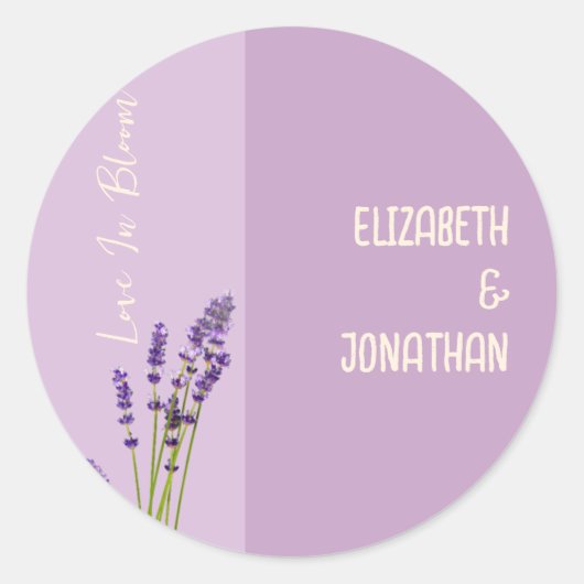 Lavender Liebe Wedding Runder Aufkleber (Vorderseite)