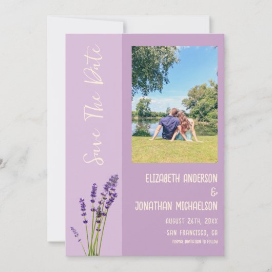 Lavender Liebe Wedding Save The Date (Vorderseite)