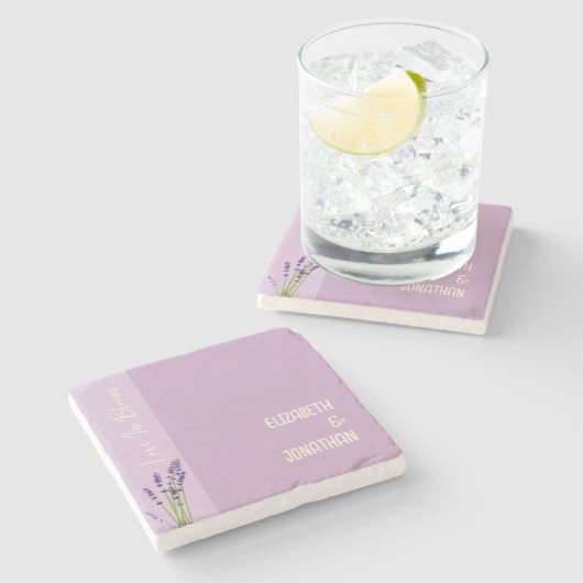 Lavender Liebe Wedding Steinuntersetzer (Seitenansicht)