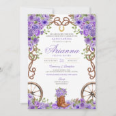 Lavender Light Lila Western Charra Quinceañera Einladung (Vorderseite)