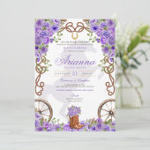 Lavender Light Lila Western Charro Quinceañera Einladung (Stehend Vorderseite)