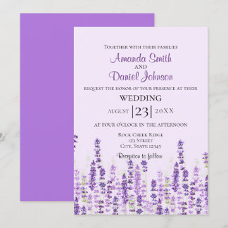 Lavender Light Purple Blumen Wasserfarbe Einladung