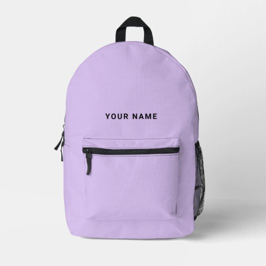 Lavender light purple Custom Name Backpack Bedruckter Rucksack (Vorderseite)