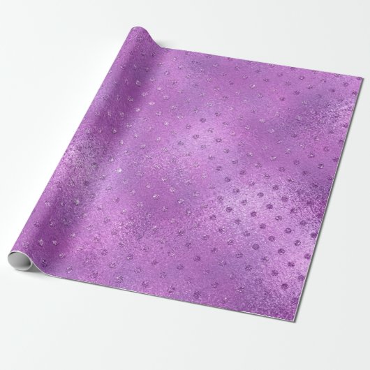 Lavender Lila Amethyst Plum Glam Glitzer Dots Geschenkpapier (Ungerollt)