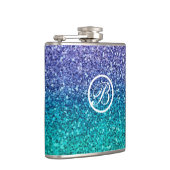 Lavender Lila & Aquamarin Aqua Green Funkelnd Glit Flachmann (Rechts)