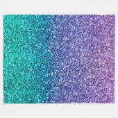 Lavender Lila & Aquamarin Aqua Green Funkelnd Glit Fleecedecke (Vorderseite (Horizontal))