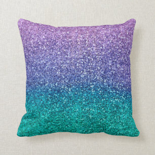 Lavender Lila & Aquamarin Aqua Green Funkelnd Glit Kissen