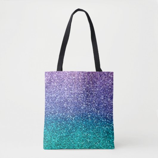 Lavender Lila & Aquamarin Aqua Green Funkelnd Glit Tasche (Vorderseite)