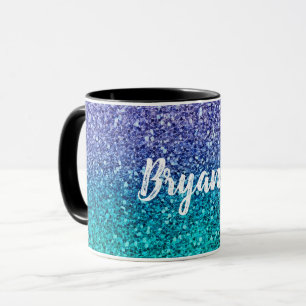 Lavender Lila & Aquamarin Aqua Green Funkelnd Glit Tasse