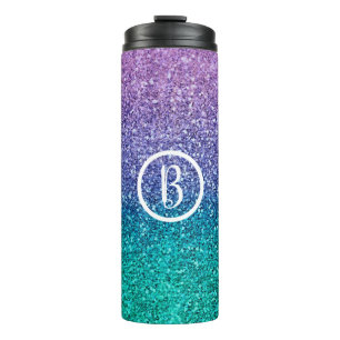 Lavender Lila & Aquamarin Aqua Green Funkelnd Glit Thermosbecher
