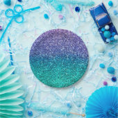 Lavender Lila & Aquamarin Aqua Green Funkelnd Part Pappteller (Party)