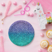 Lavender Lila & Aquamarin Aqua Green Funkelnd Part Pappteller (Party)